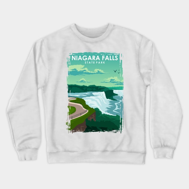 Niagara Falls State Park Travel Poster Crewneck Sweatshirt by jornvanhezik